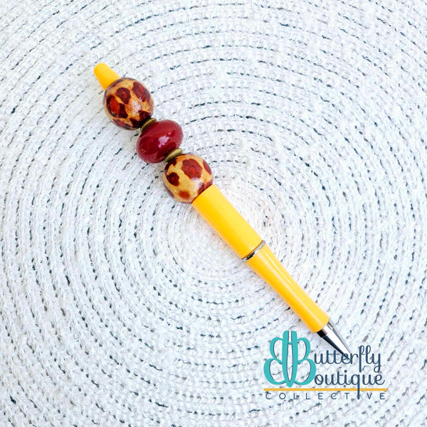 Beaded Pen - Animal Print Beads, Solid