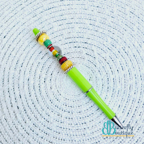 Beaded Pen -Red/Green/Yellow Beads