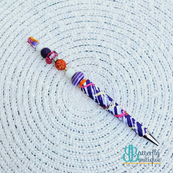 Beaded Pen -Purple/Orange