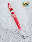 Beaded Pen - Red and White Plaid