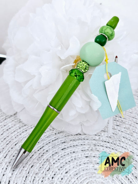 Beaded Pen - Green Beads
