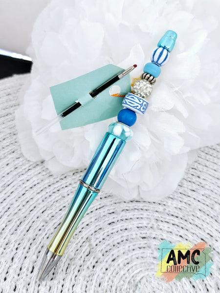 Beaded Pen - Blues